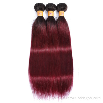 XCCOCO 10-28 Inches Wine Colored Weave Hair, Ombre Colored Hair Weave, Wholesale Malaysian Colored Two Tone Hair Weave